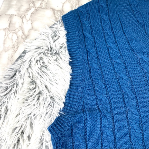 Vintage Brian McNeil Blue Cable Knit V-neck Sweater Vest EUC - Picture 4 of 9